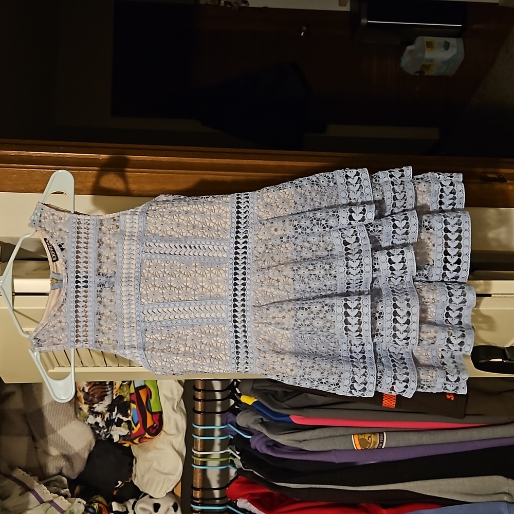 Express size 0, light blue, mini knitted dress